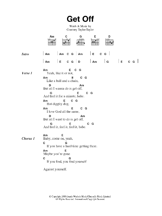 The Dandy Warhols Get Off sheet music notes and chords. Download Printable PDF.