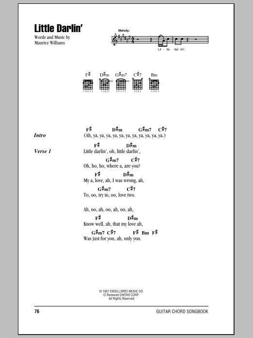 The Diamonds Little Darlin' sheet music notes and chords. Download Printable PDF.