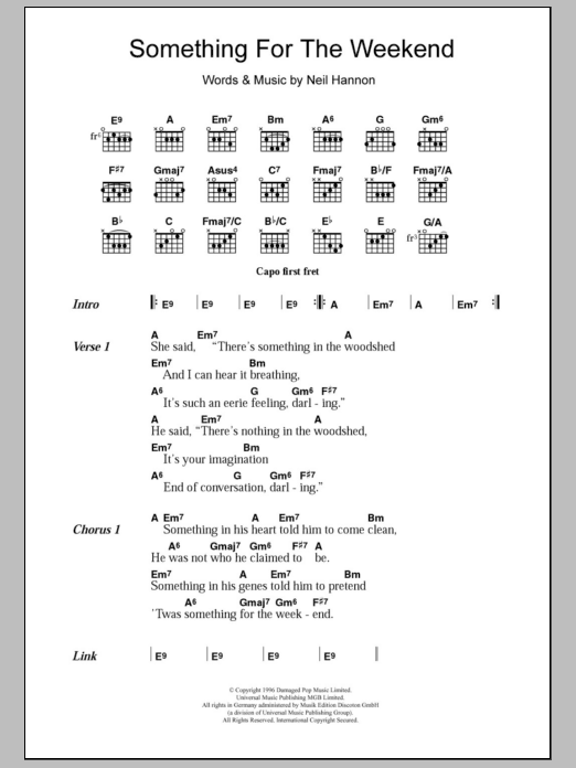 The Divine Comedy Something For The Weekend sheet music notes and chords. Download Printable PDF.