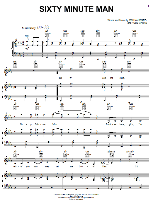 The Dominoes Sixty Minute Man sheet music notes and chords arranged for Piano, Vocal & Guitar Chords (Right-Hand Melody)