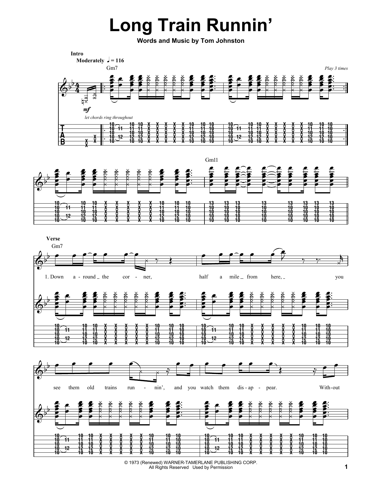 The Doobie Brothers Long Train Runnin' sheet music notes and chords. Download Printable PDF.