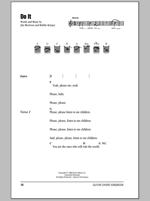 The Doors Do It sheet music notes and chords arranged for Guitar Chords/Lyrics