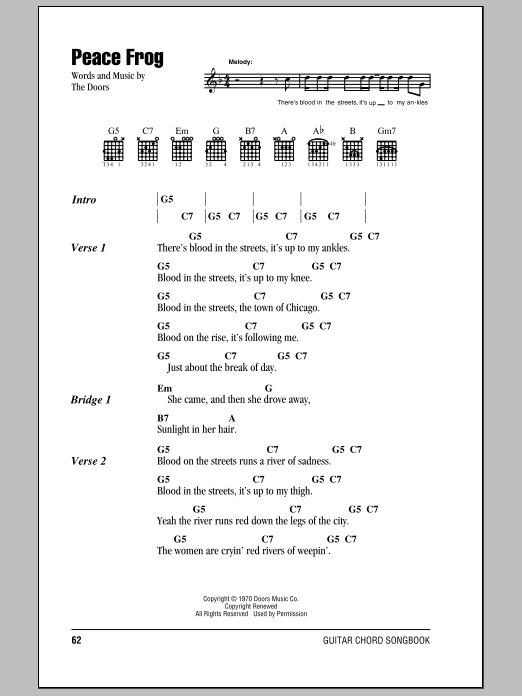 The Doors Peace Frog sheet music notes and chords. Download Printable PDF.