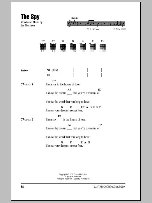 The Doors The Spy sheet music notes and chords. Download Printable PDF.