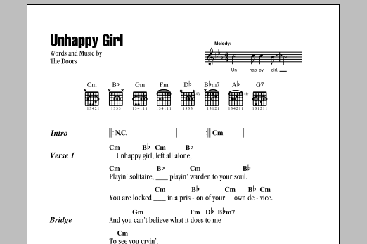 The Doors Unhappy Girl sheet music notes and chords. Download Printable PDF.