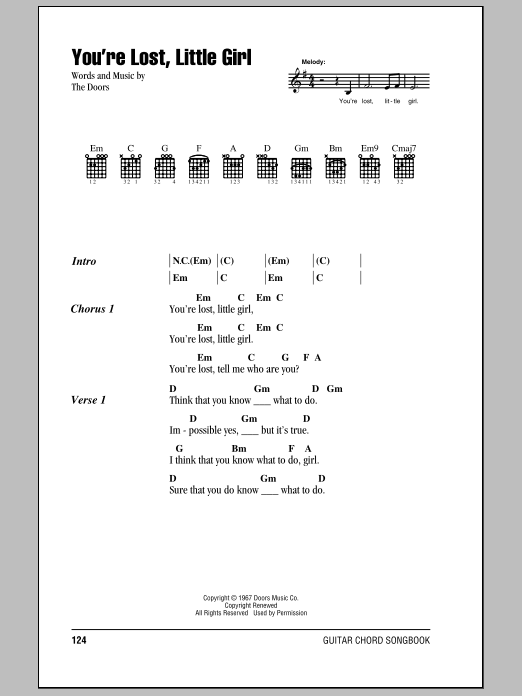 The Doors You're Lost, Little Girl sheet music notes and chords arranged for Guitar Chords/Lyrics