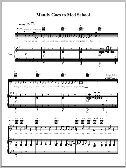 Learn to play The Dresden Dolls Mandy Goes To Med School sheet music for Piano, Vocal & Guitar Chords (Right-Hand Melody) in minutes. Price: 7.8900$ The Dresden Dolls Mandy Goes To Med School sheet music notes and chords arranged for Piano, Vocal & Guitar Chords (Right-Hand Melody)