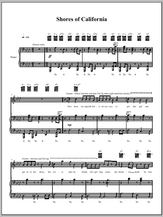 Learn to play The Dresden Dolls Shores Of California sheet music for Piano, Vocal & Guitar Chords (Right-Hand Melody) in minutes. Price: 7.8900$ The Dresden Dolls Shores Of California sheet music notes and chords arranged for Piano, Vocal & Guitar Chords (Right-Hand Melody)