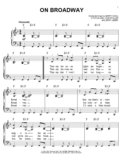 The Drifters On Broadway sheet music notes and chords. Download Printable PDF.