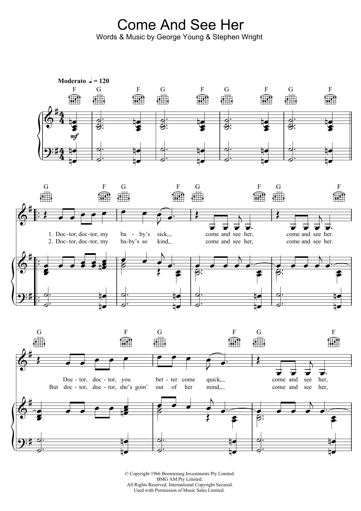Learn to play The Easybeats Come And See Her sheet music for Piano, Vocal & Guitar Chords in minutes. Price: 7.8900$ The Easybeats Come And See Her sheet music notes and chords arranged for Piano, Vocal & Guitar Chords