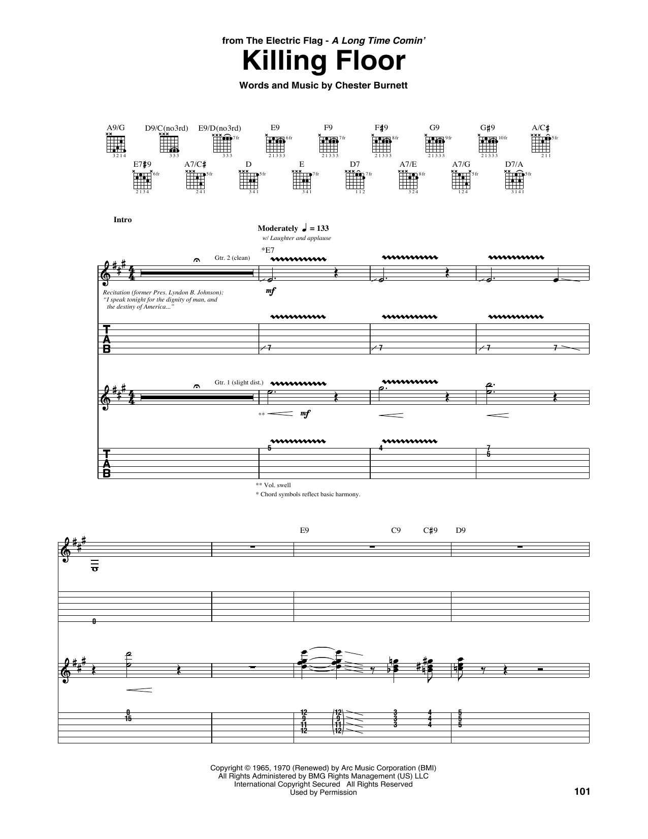 The Electric Flag Killing Floor sheet music notes and chords. Download Printable PDF.