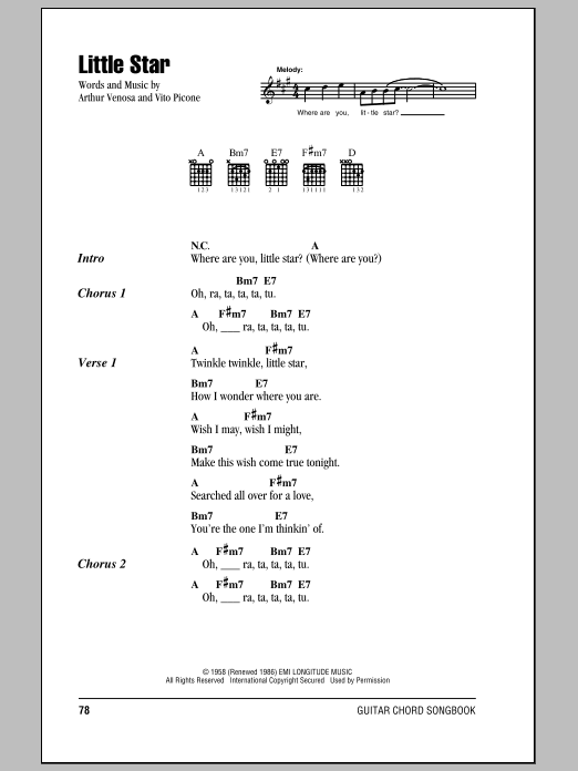 The Elegants Little Star sheet music notes and chords. Download Printable PDF.