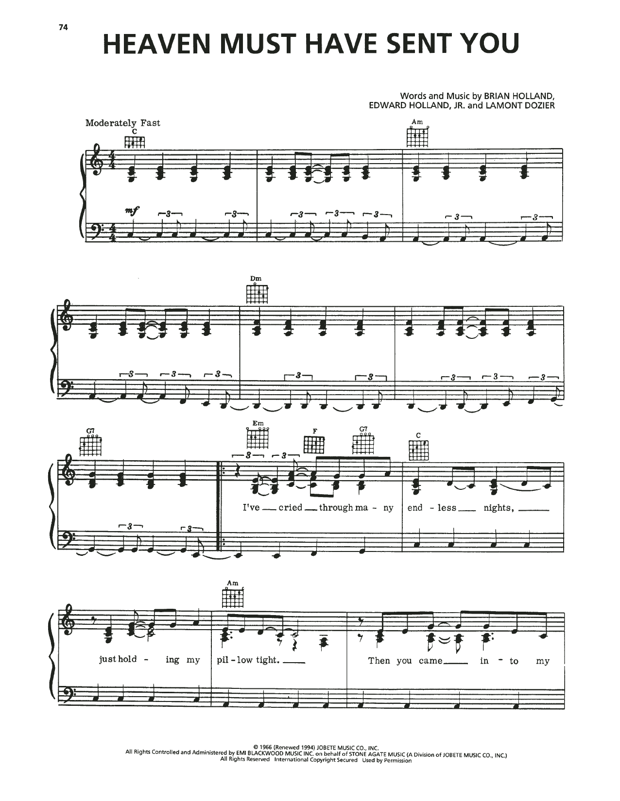 The Elgins Heaven Must Have Sent You sheet music notes and chords. Download Printable PDF.