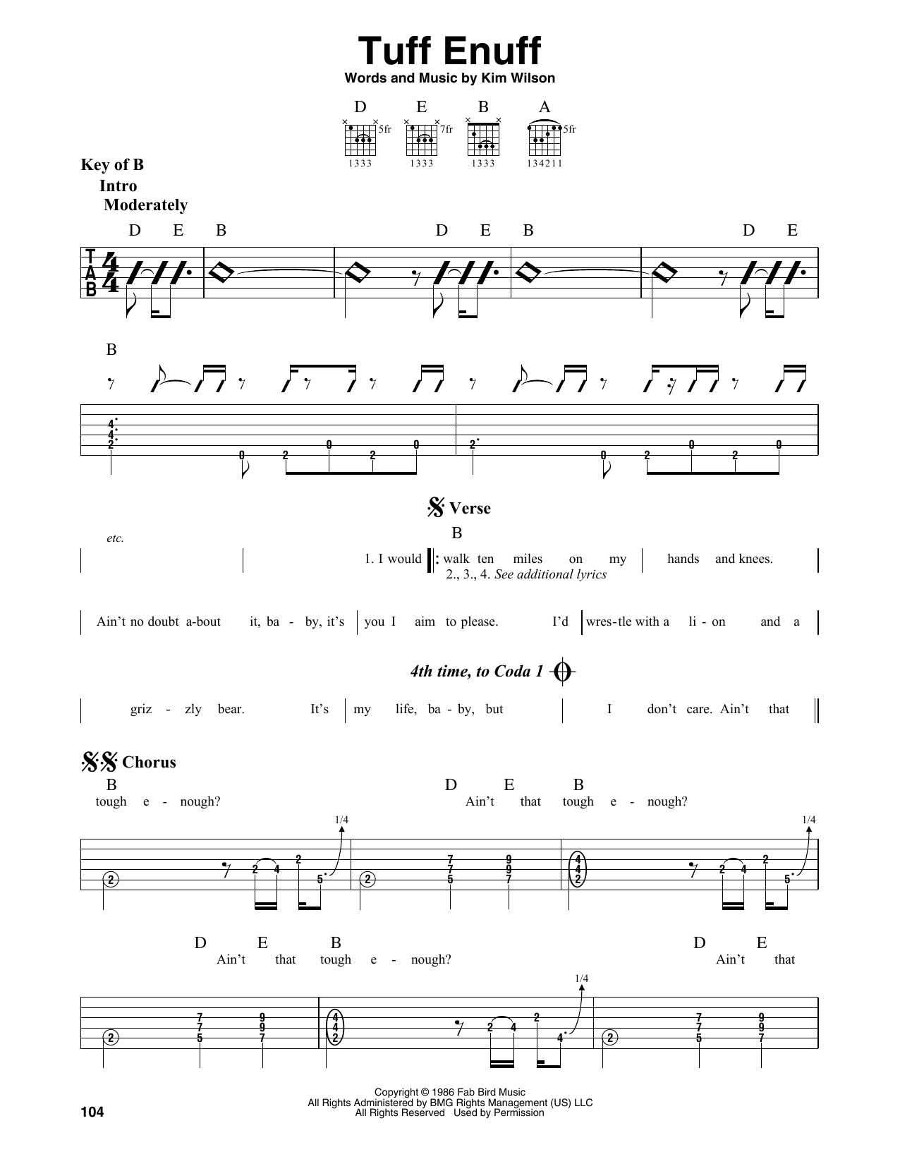 The Fabulous Thunderbirds Tuff Enuff sheet music notes and chords. Download Printable PDF.