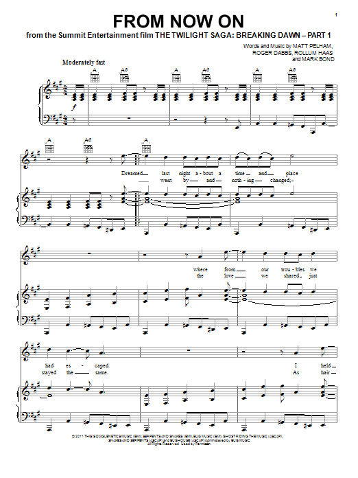 The Features From Now On sheet music notes and chords arranged for Piano, Vocal & Guitar Chords (Right-Hand Melody)