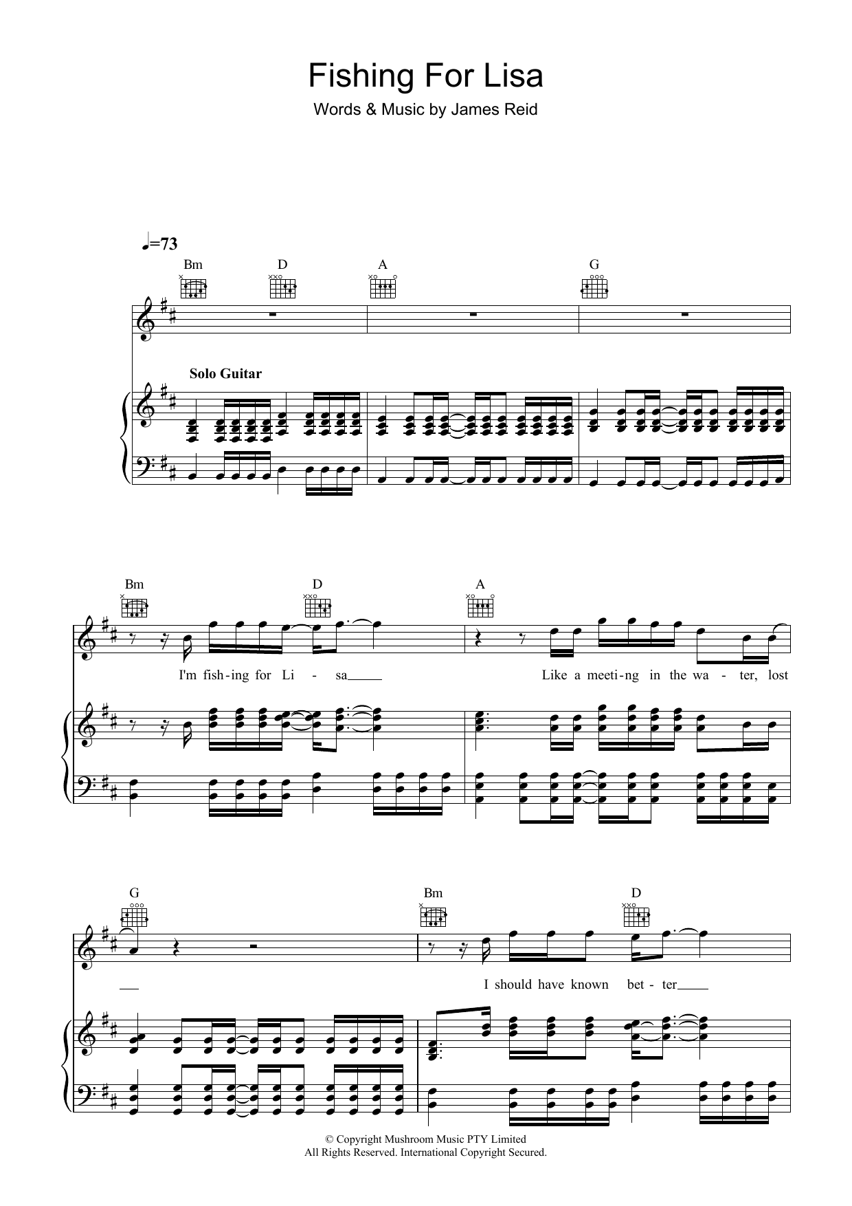 Learn to play The Feelers Fishing For Lisa sheet music for Piano, Vocal & Guitar Chords in minutes. Price: 7.8900$ The Feelers Fishing For Lisa sheet music notes and chords arranged for Piano, Vocal & Guitar Chords