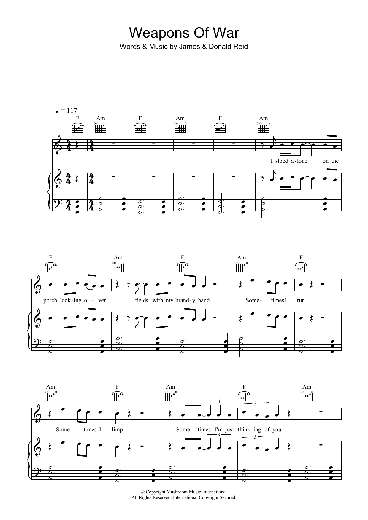 Learn to play The Feelers Weapons Of War sheet music for Piano, Vocal & Guitar Chords in minutes. Price: 7.8900$ The Feelers Weapons Of War sheet music notes and chords arranged for Piano, Vocal & Guitar Chords