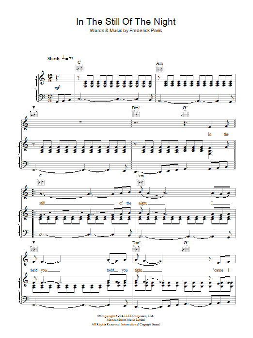 The Five Satins In The Still Of The Night sheet music notes and chords. Download Printable PDF.