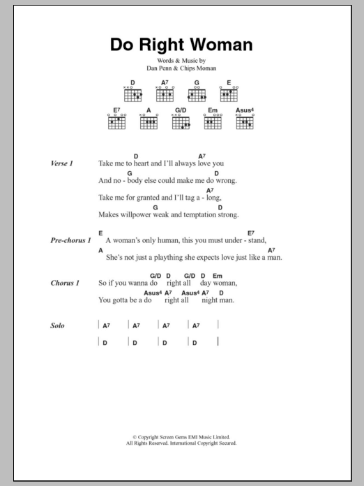 The Flying Burrito Brothers Do Right Woman sheet music notes and chords. Download Printable PDF.