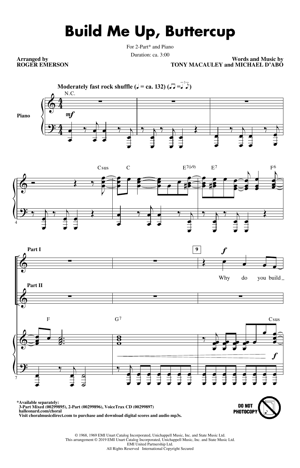 The Foundations Build Me Up, Buttercup (arr. Roger Emerson) sheet music notes and chords. Download Printable PDF.