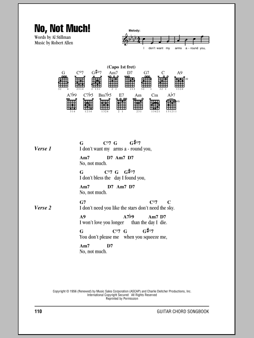 The Four Lads No, Not Much! sheet music notes and chords. Download Printable PDF.