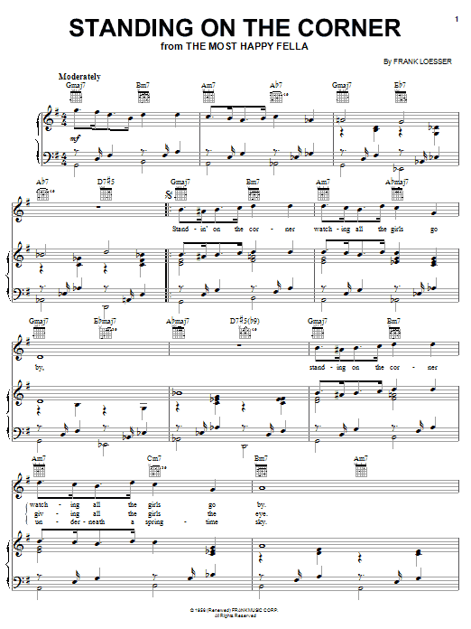 The Four Lads Standing On The Corner sheet music notes and chords. Download Printable PDF.