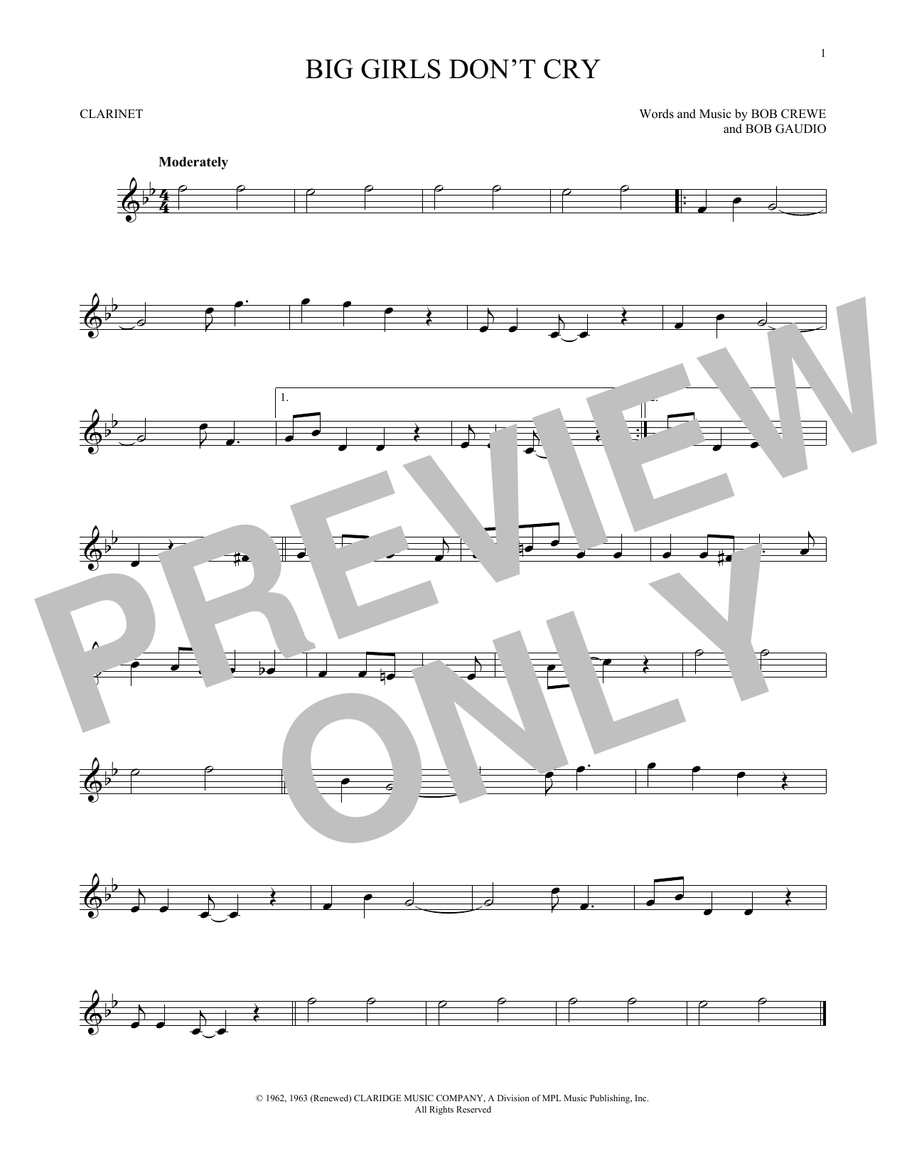 The Four Seasons Big Girls Don't Cry sheet music notes and chords. Download Printable PDF.