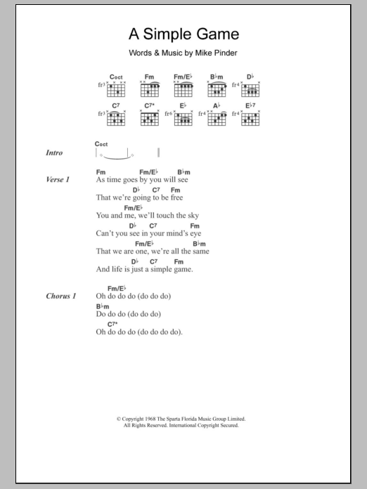 The Four Tops A Simple Game sheet music notes and chords. Download Printable PDF.