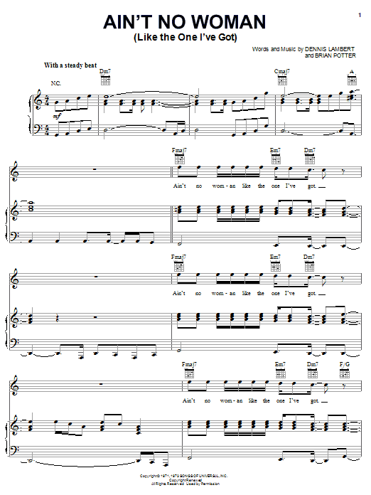 The Four Tops Ain't No Woman (Like The One I've Got) sheet music notes and chords. Download Printable PDF.