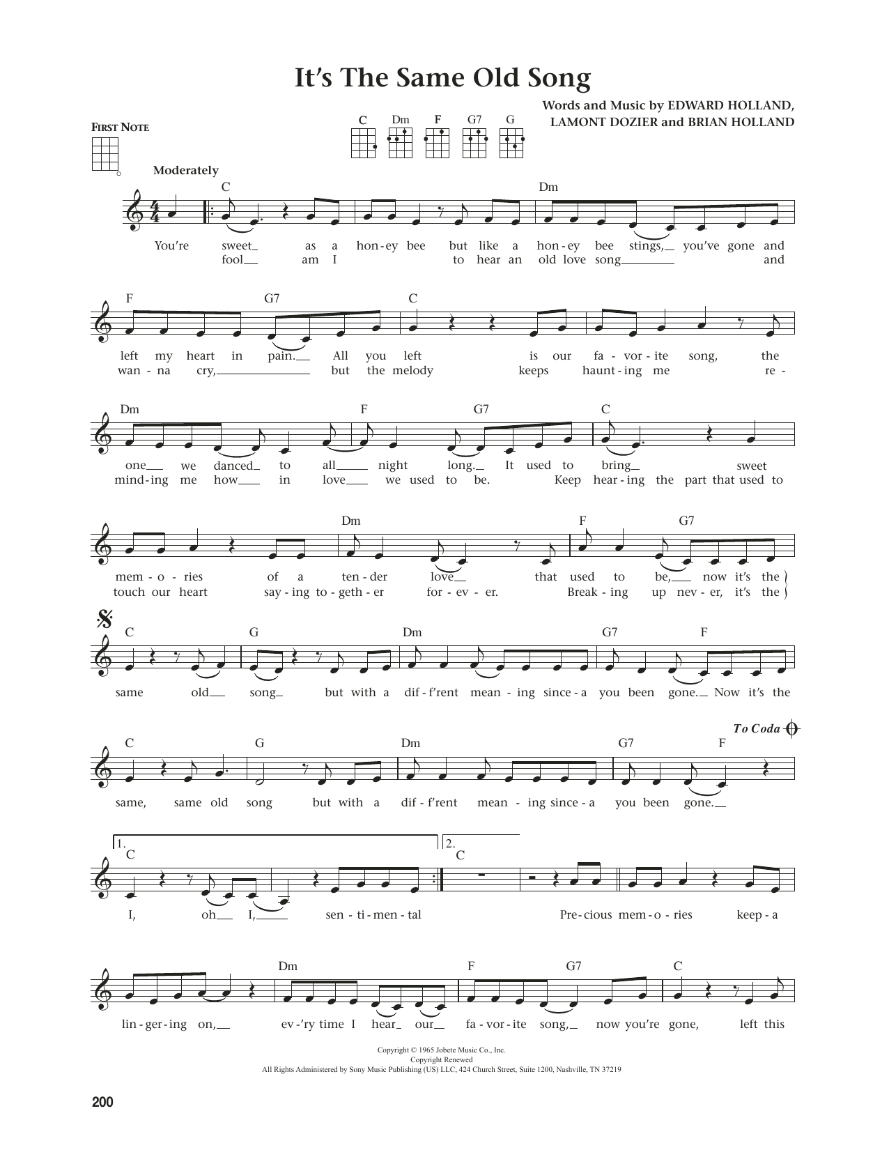 The Four Tops It's The Same Old Song (from The Daily Ukulele) (arr. Jim Beloff) sheet music notes and chords. Download Printable PDF.