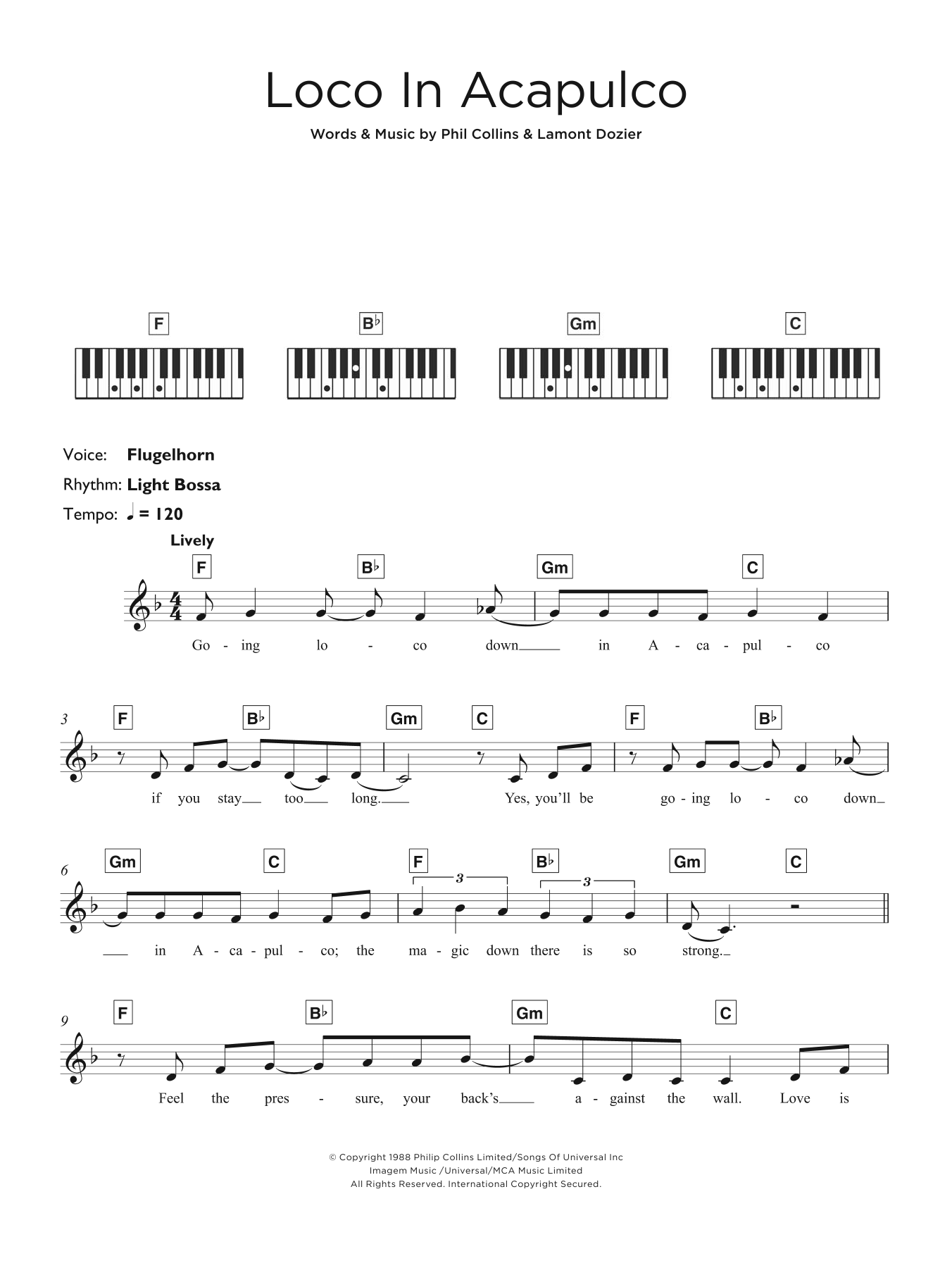 The Four Tops Loco In Acapulco sheet music notes and chords. Download Printable PDF.