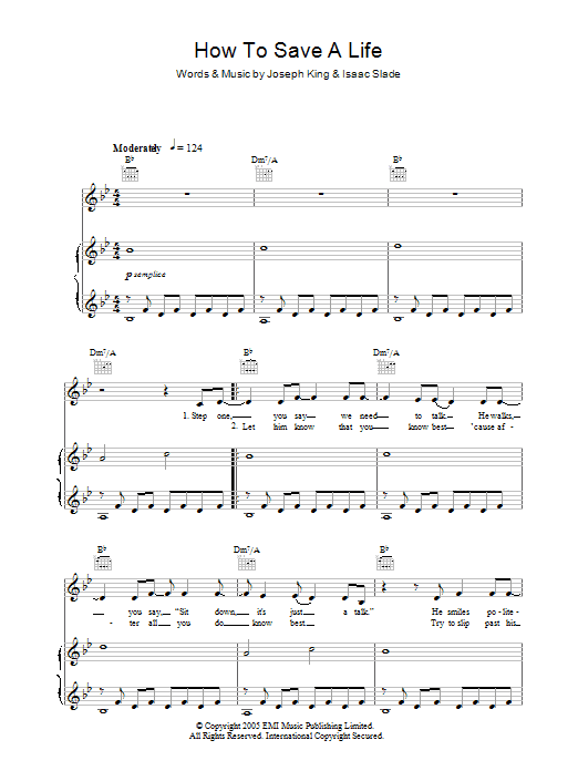 The Fray How To Save A Life sheet music notes and chords arranged for Educational Piano