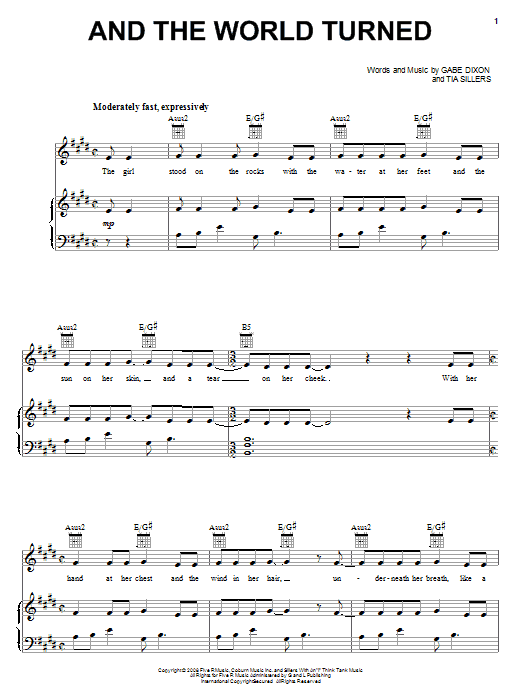 Learn to play The Gabe Dixon Band And The World Turned sheet music for Piano, Vocal & Guitar Chords (Right-Hand Melody) in minutes. Price: 7.8900$ The Gabe Dixon Band And The World Turned sheet music notes and chords arranged for Piano, Vocal & Guitar Chords (Right-Hand Melody)