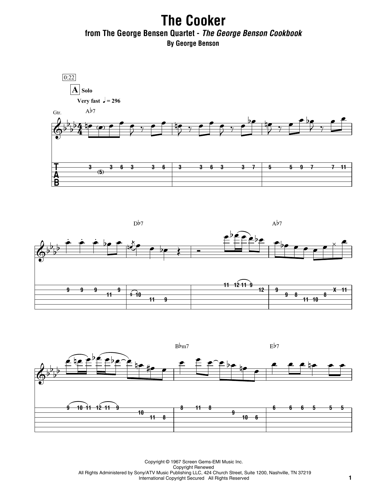 The George Bensen Quartet The Cooker sheet music notes and chords. Download Printable PDF.