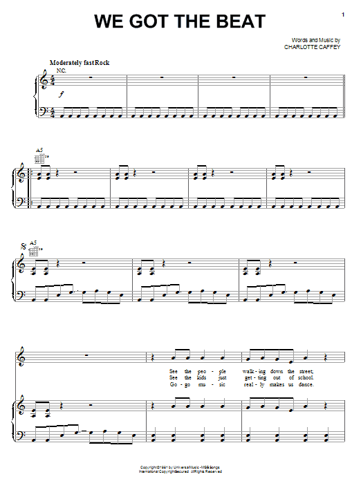 The Go Go's We Got The Beat sheet music notes and chords. Download Printable PDF.