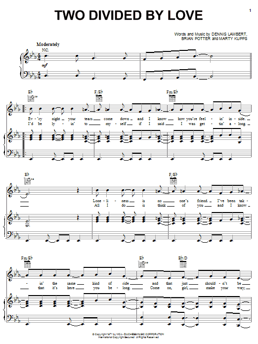 Learn to play The Grass Roots Two Divided By Love sheet music for Piano, Vocal & Guitar Chords (Right-Hand Melody) in minutes. Price: 7.8900$ The Grass Roots Two Divided By Love sheet music notes and chords arranged for Piano, Vocal & Guitar Chords (Right-Hand Melody)