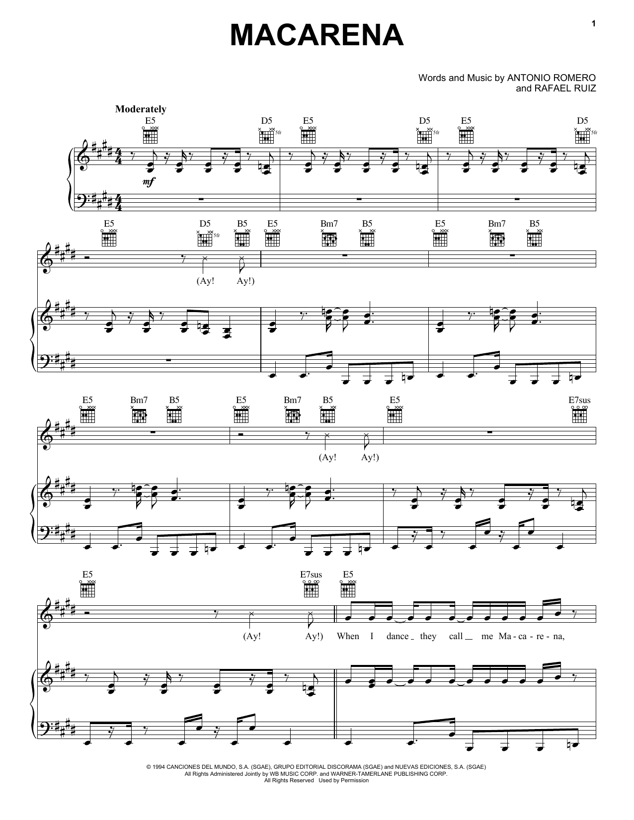 The Groovegrass Boyz Macarena sheet music notes and chords. Download Printable PDF.