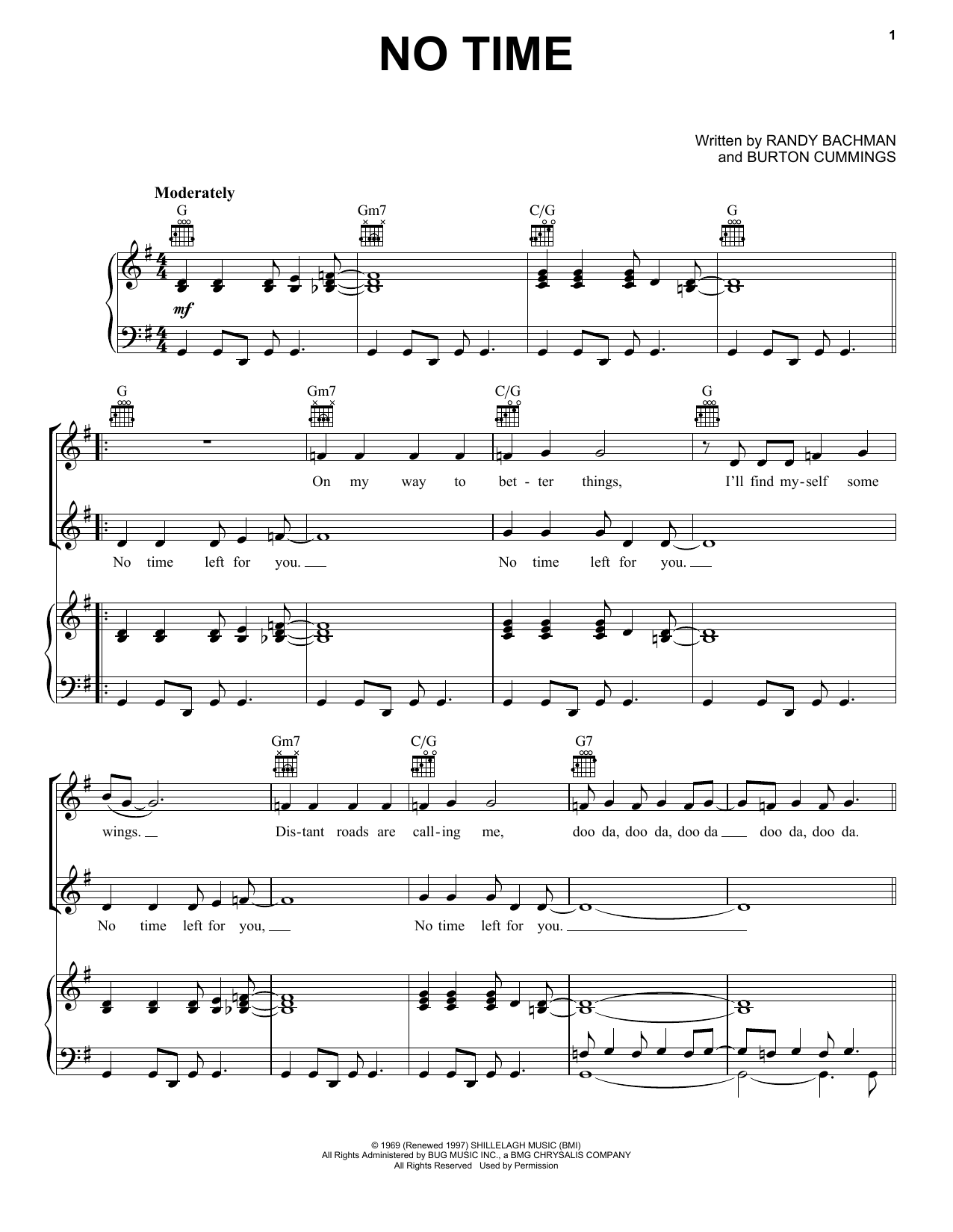 Learn to play The Guess Who No Time sheet music for Piano, Vocal & Guitar Chords (Right-Hand Melody) in minutes. Price: 7.8900$ The Guess Who No Time sheet music notes and chords arranged for Piano, Vocal & Guitar Chords (Right-Hand Melody)