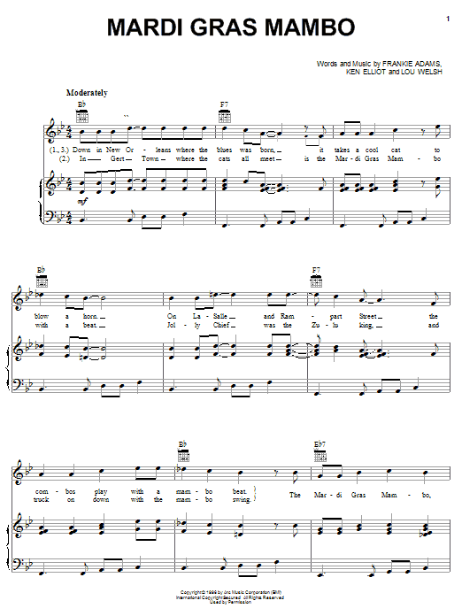 Learn to play The Hawkettes Mardi Gras Mambo sheet music for Piano, Vocal & Guitar Chords (Right-Hand Melody) in minutes. Price: 7.8900$ The Hawkettes Mardi Gras Mambo sheet music notes and chords arranged for Piano, Vocal & Guitar Chords (Right-Hand Melody)