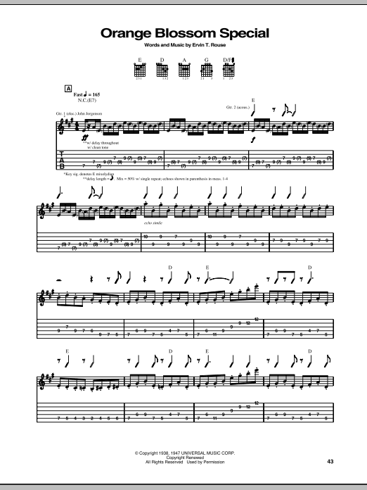 Learn to play The Hellecasters Orange Blossom Special sheet music for Guitar Tab in minutes. Price: 7.8900$ The Hellecasters Orange Blossom Special sheet music notes and chords arranged for Guitar Tab