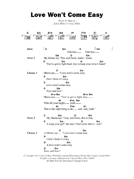 The Heptones Love Won't Come Easy sheet music notes and chords. Download Printable PDF.