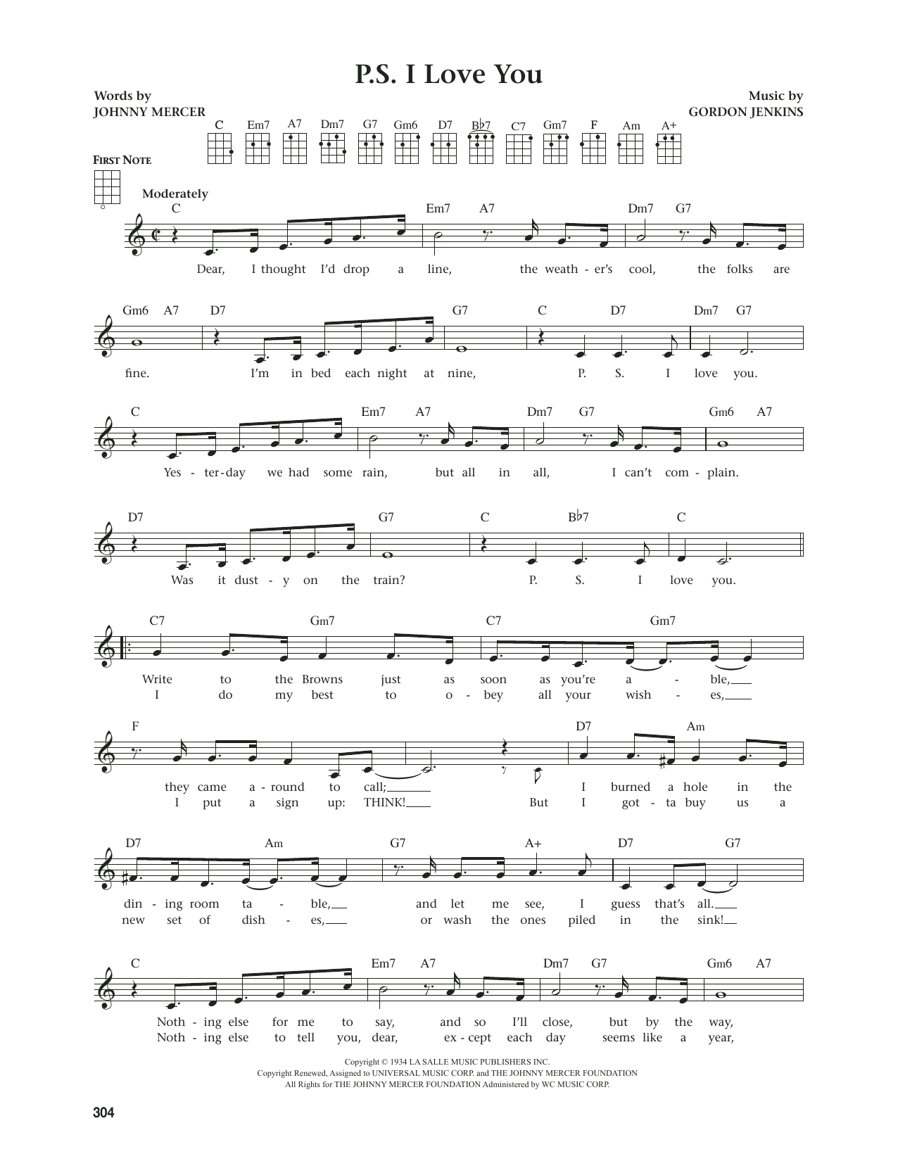 The Hilltoppers P.S. I Love You (from The Daily Ukulele) (arr. Jim Beloff) sheet music notes and chords. Download Printable PDF.