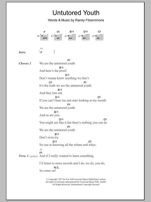 The Hives Untutored Youth sheet music notes and chords. Download Printable PDF.