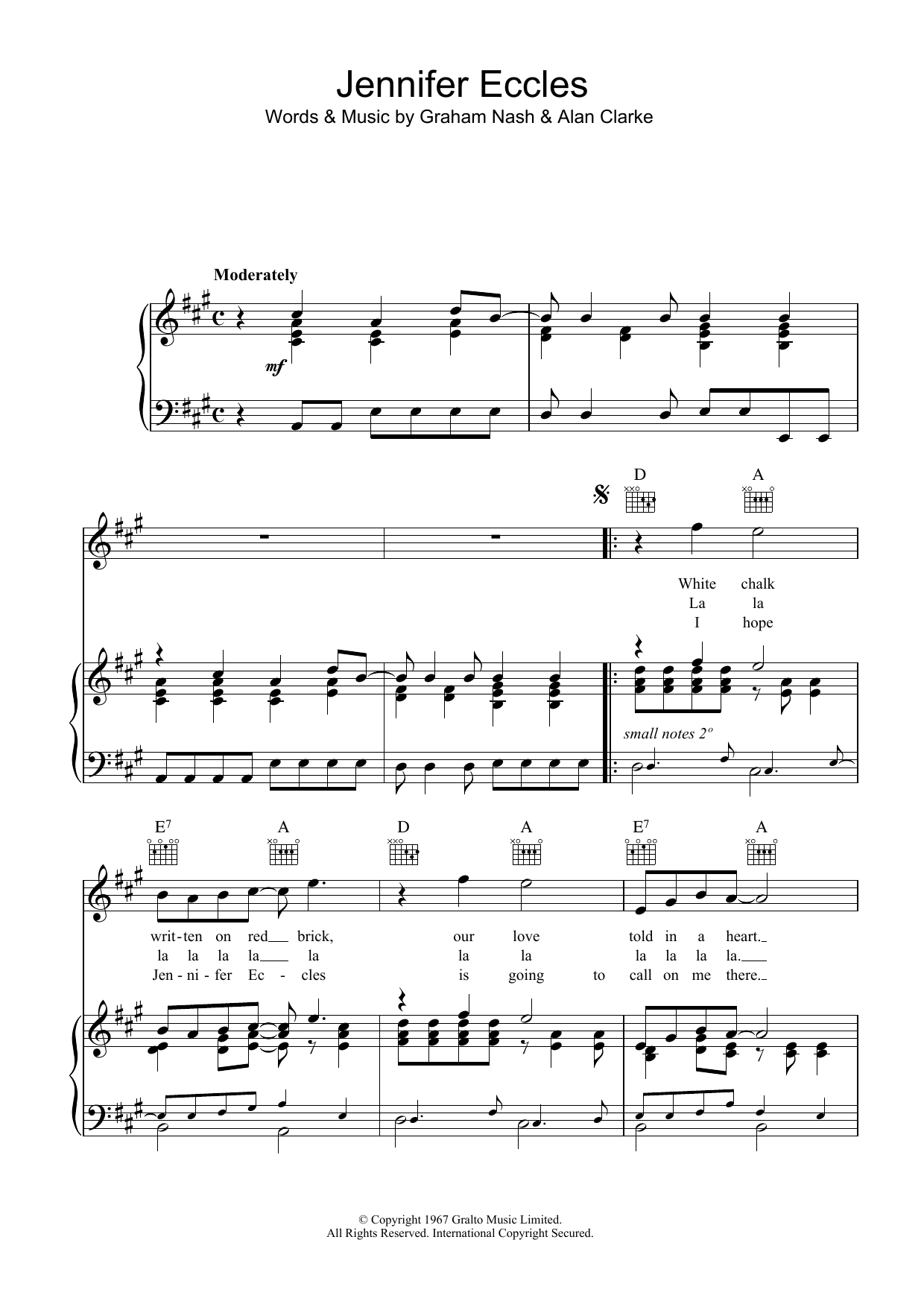 Learn to play The Hollies Jennifer Eccles sheet music for Piano, Vocal & Guitar Chords in minutes. Price: 7.8900$ The Hollies Jennifer Eccles sheet music notes and chords arranged for Piano, Vocal & Guitar Chords