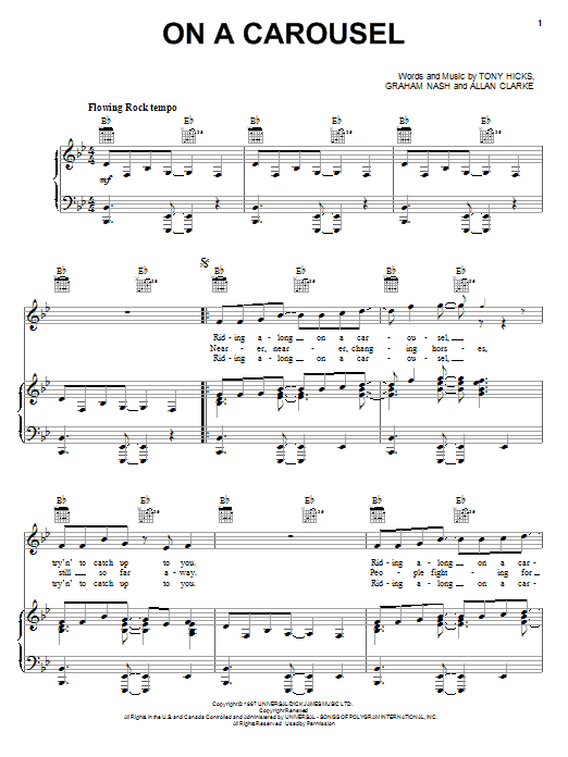 Learn to play The Hollies On A Carousel sheet music for Piano, Vocal & Guitar Chords (Right-Hand Melody) in minutes. Price: 7.8900$ The Hollies On A Carousel sheet music notes and chords arranged for Piano, Vocal & Guitar Chords (Right-Hand Melody)