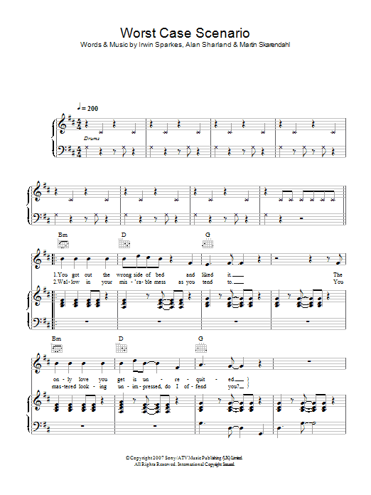 Learn to play The Hoosiers Worst Case Scenario sheet music for Piano, Vocal & Guitar Chords in minutes. Price: 7.8900$ The Hoosiers Worst Case Scenario sheet music notes and chords arranged for Piano, Vocal & Guitar Chords