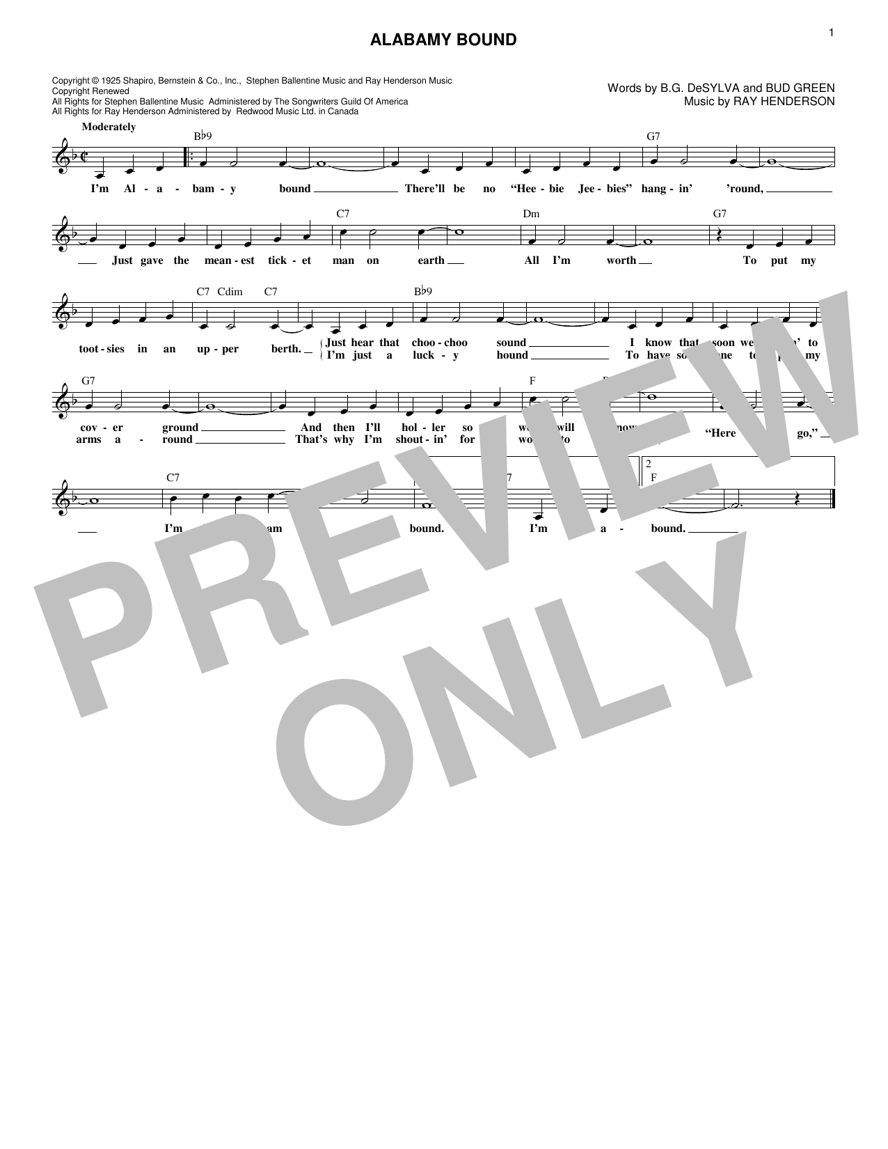 The Ink Spots Alabamy Bound sheet music notes and chords. Download Printable PDF.