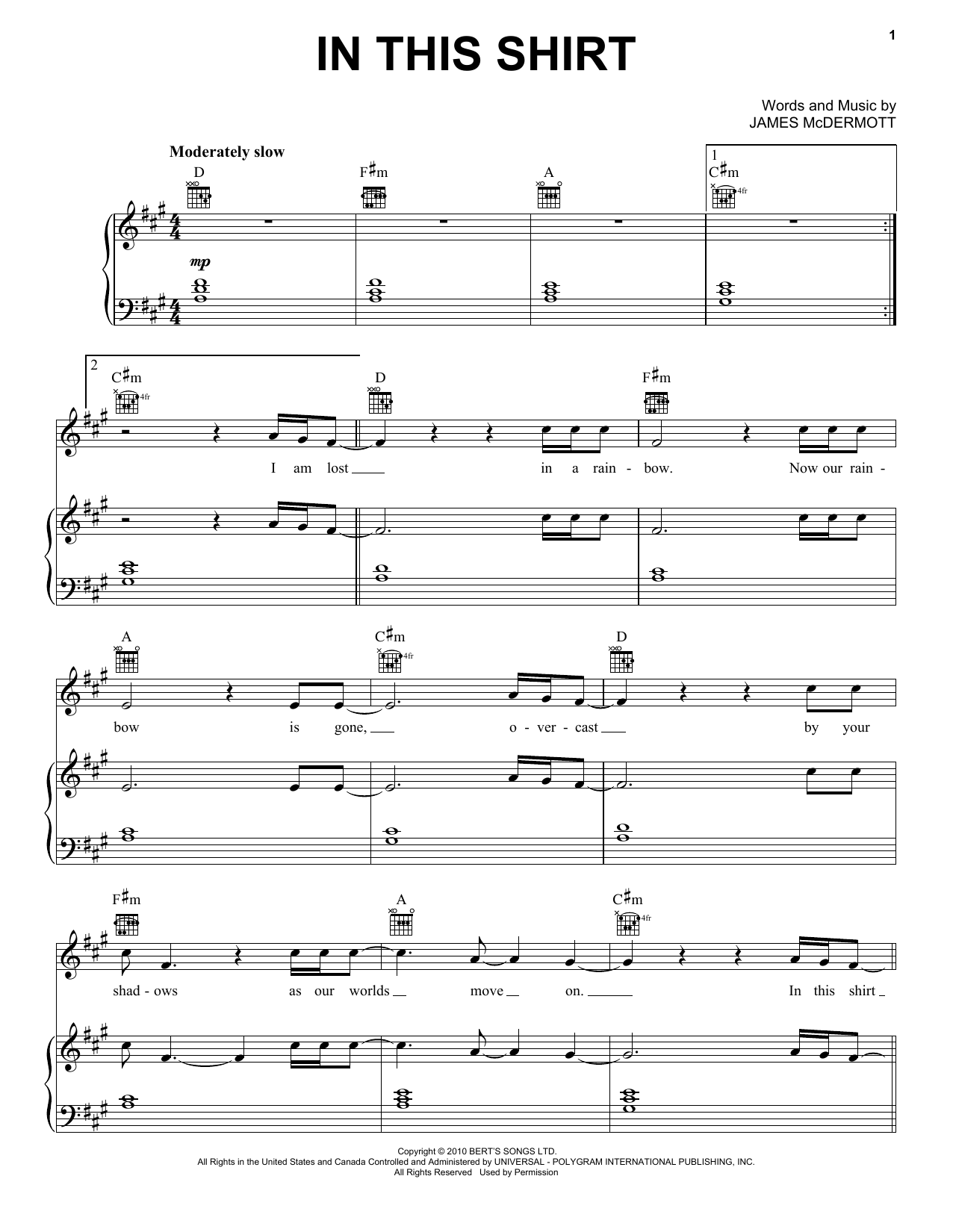 Learn to play The Irrepressibles In This Shirt sheet music for Piano, Vocal & Guitar Chords (Right-Hand Melody) in minutes. Price: 6.9900$ The Irrepressibles In This Shirt sheet music notes and chords arranged for Piano, Vocal & Guitar Chords (Right-Hand Melody)