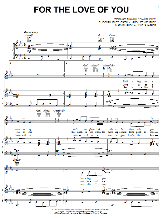 Learn to play The Isley Brothers For The Love Of You sheet music for Piano, Vocal & Guitar Chords (Right-Hand Melody) in minutes. Price: 7.8900$ The Isley Brothers For The Love Of You sheet music notes and chords arranged for Piano, Vocal & Guitar Chords (Right-Hand Melody)