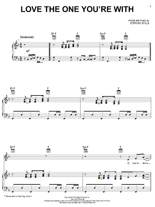 The Isley Brothers Love The One You're With sheet music notes and chords. Download Printable PDF.